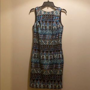 Exotic Multi-Striped Printed Cocktail Dress